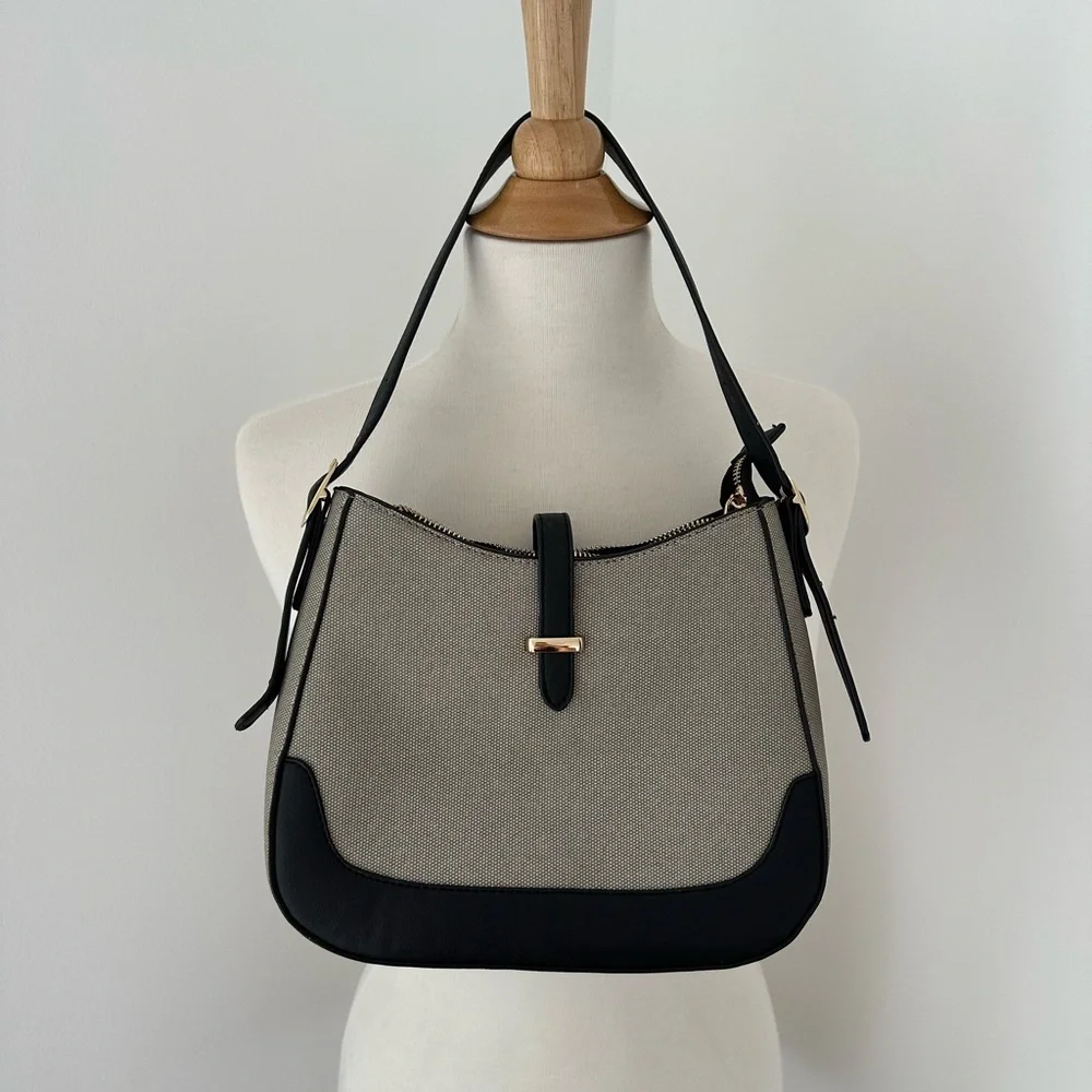 Two Tone Hobo Bag Black Gray NWOT